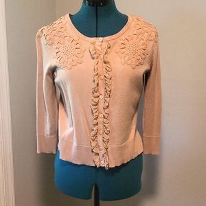 Cable & gauge 3/4 sleeve button up sweater size S